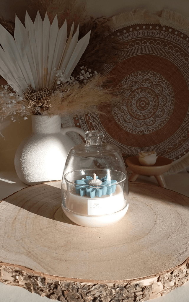 Bougie Fleur Marguerite | Cloche en verre
