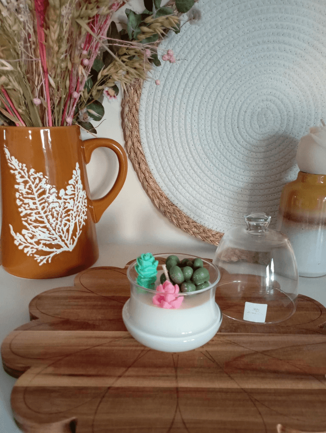 Bougie Cactus | Cloche en verre 