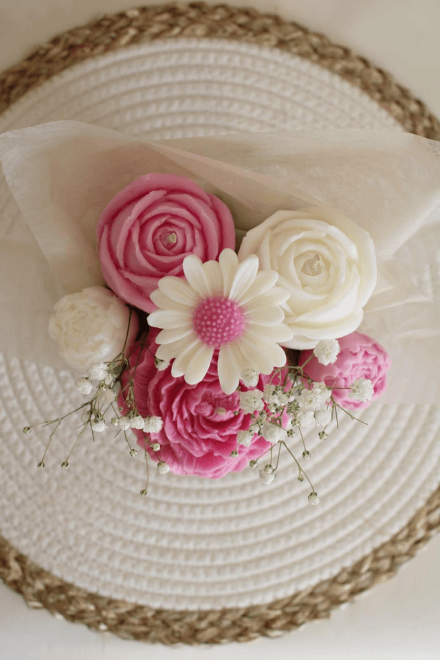Bouquet de bougies "Eclat de rose"