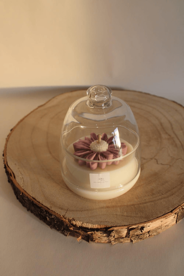 Bougie Fleur Marguerite | Cloche en verre