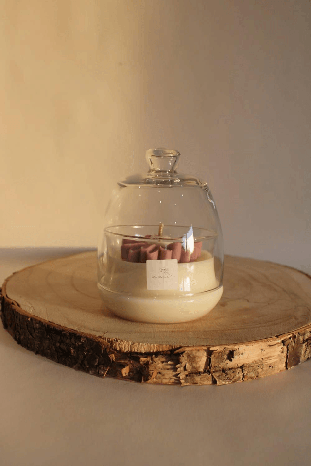 Bougie Fleur Marguerite | Cloche en verre