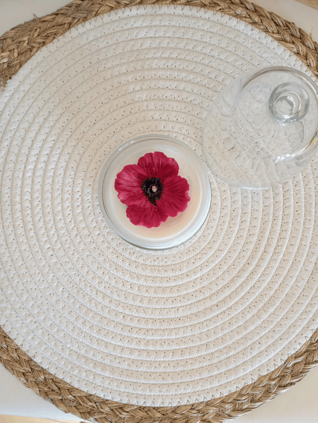 Bougie Fleur Coquelicot | Cloche en verre 